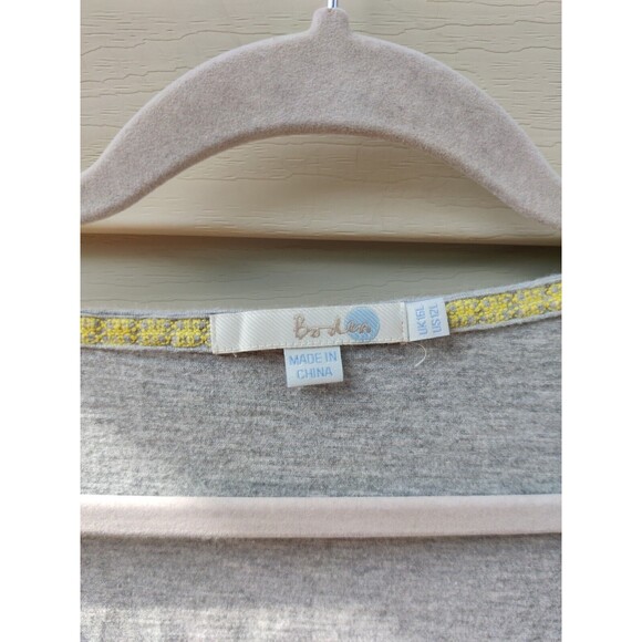 BODEN Womens Gray T-Shirt Dress Embroidered Yellow Empire Waist US 12 L Long - Picture 6 of 9